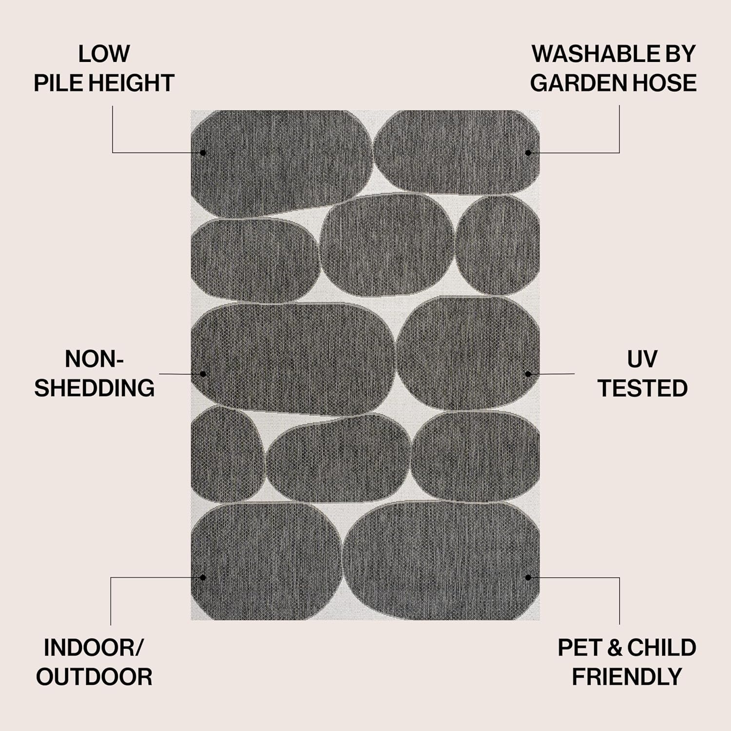 image:imageJONATHAN Y Geometric Organic Shapes Indoor Outdoor Area Rug 3X5 NavyCream Rayna Modern for Backyard Patio Porch EasyCleaning High Traffic PetFriendly NonShedding TSN305B3BlackCream
