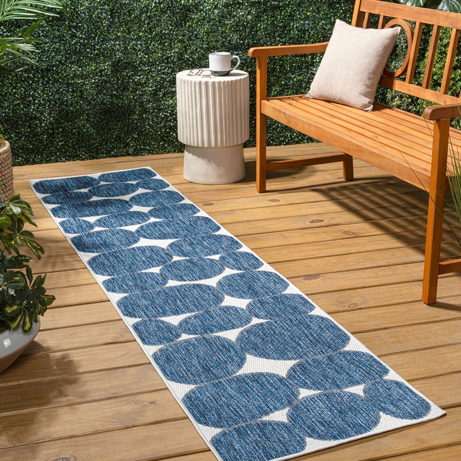 image:imageJONATHAN Y Geometric Organic Shapes Indoor Outdoor Area Rug 3X5 NavyCream Rayna Modern for Backyard Patio Porch EasyCleaning High Traffic PetFriendly NonShedding TSN305B3NavyCream
