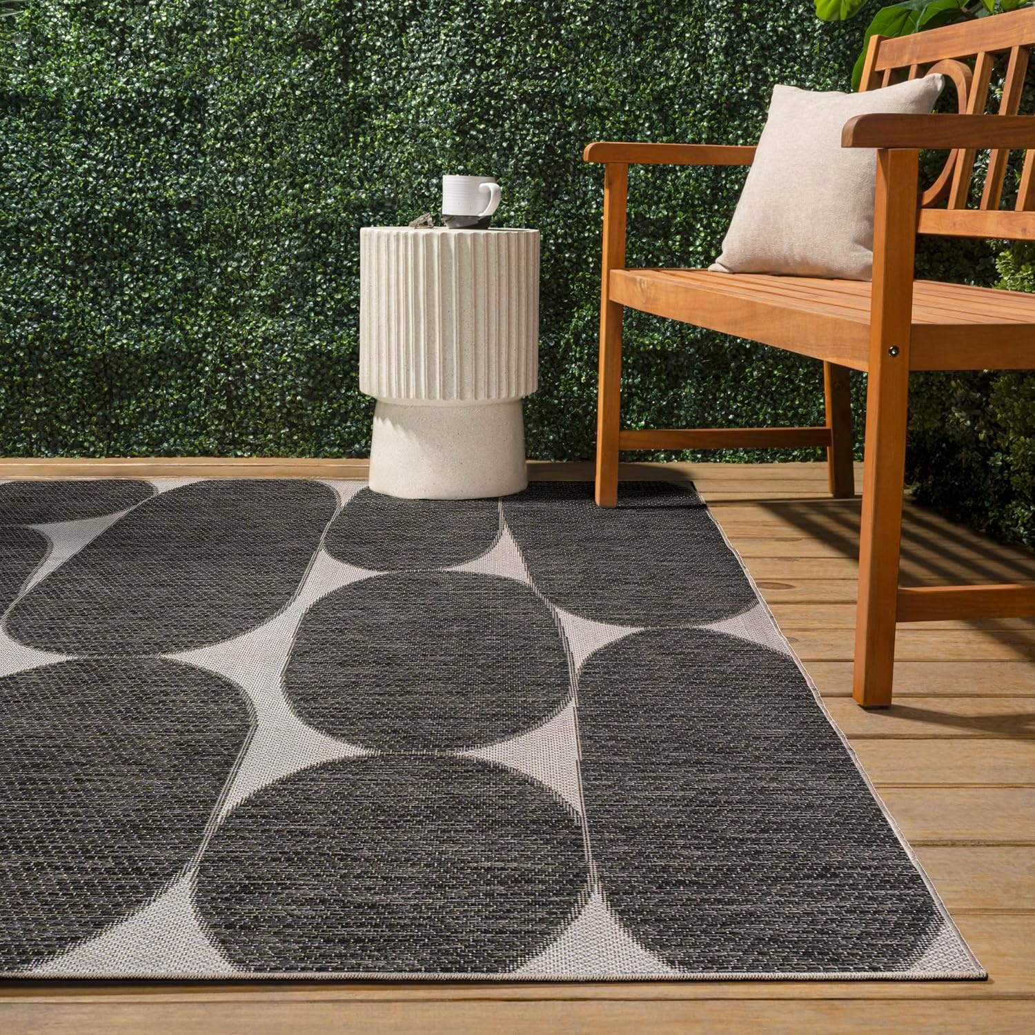 image:imageJONATHAN Y Geometric Organic Shapes Indoor Outdoor Area Rug 3X5 NavyCream Rayna Modern for Backyard Patio Porch EasyCleaning High Traffic PetFriendly NonShedding TSN305B3BlackCream