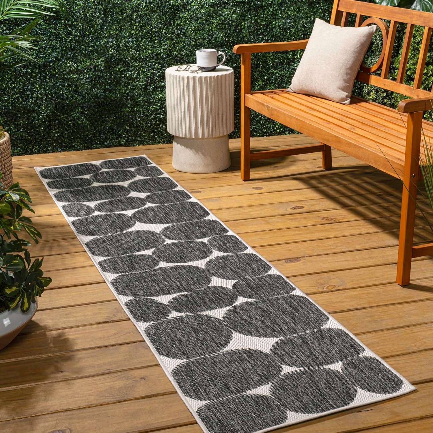 image:imageJONATHAN Y Geometric Organic Shapes Indoor Outdoor Area Rug 3X5 NavyCream Rayna Modern for Backyard Patio Porch EasyCleaning High Traffic PetFriendly NonShedding TSN305B3BlackCream
