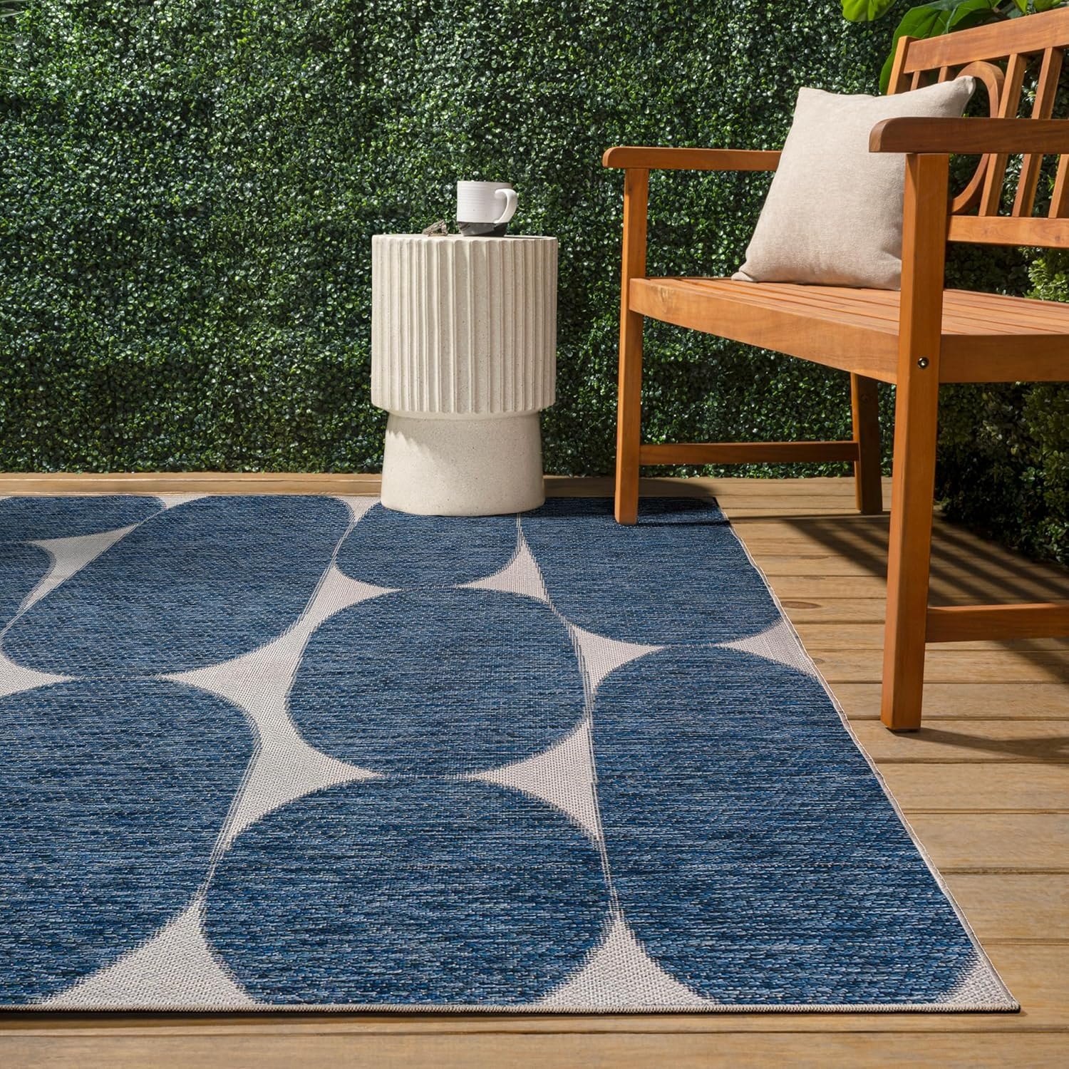 image:imageJONATHAN Y Geometric Organic Shapes Indoor Outdoor Area Rug 3X5 NavyCream Rayna Modern for Backyard Patio Porch EasyCleaning High Traffic PetFriendly NonShedding TSN305B3NavyCream