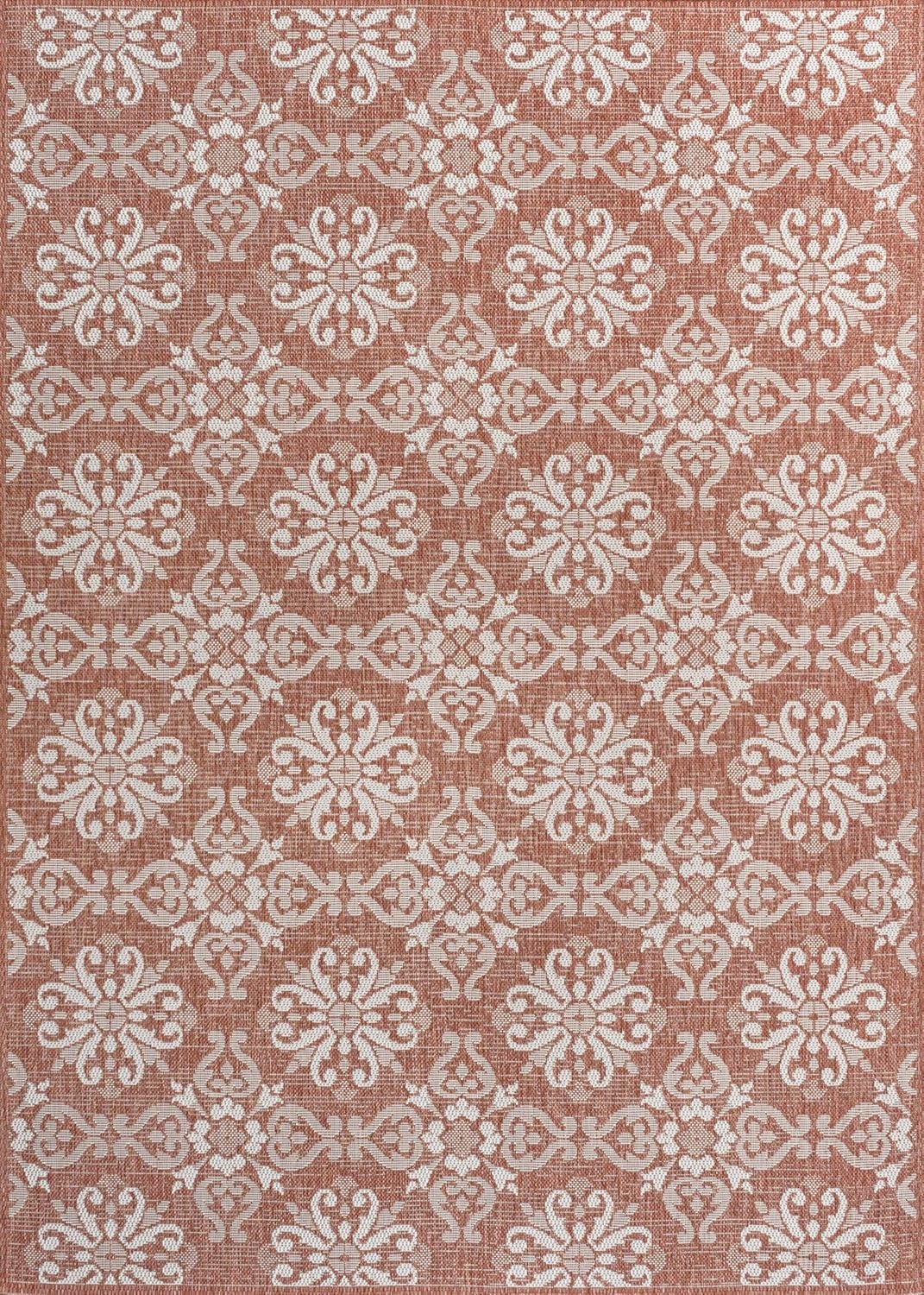 image:imageJONATHAN Y Mediterranean Tile Design Indoor Outdoor Area Rug 3X5 NavyCream Amora Traditional for Backyard Patio Porch EasyCleaning High Traffic PetFriendly NonShedding TSN206A3SalmonCream