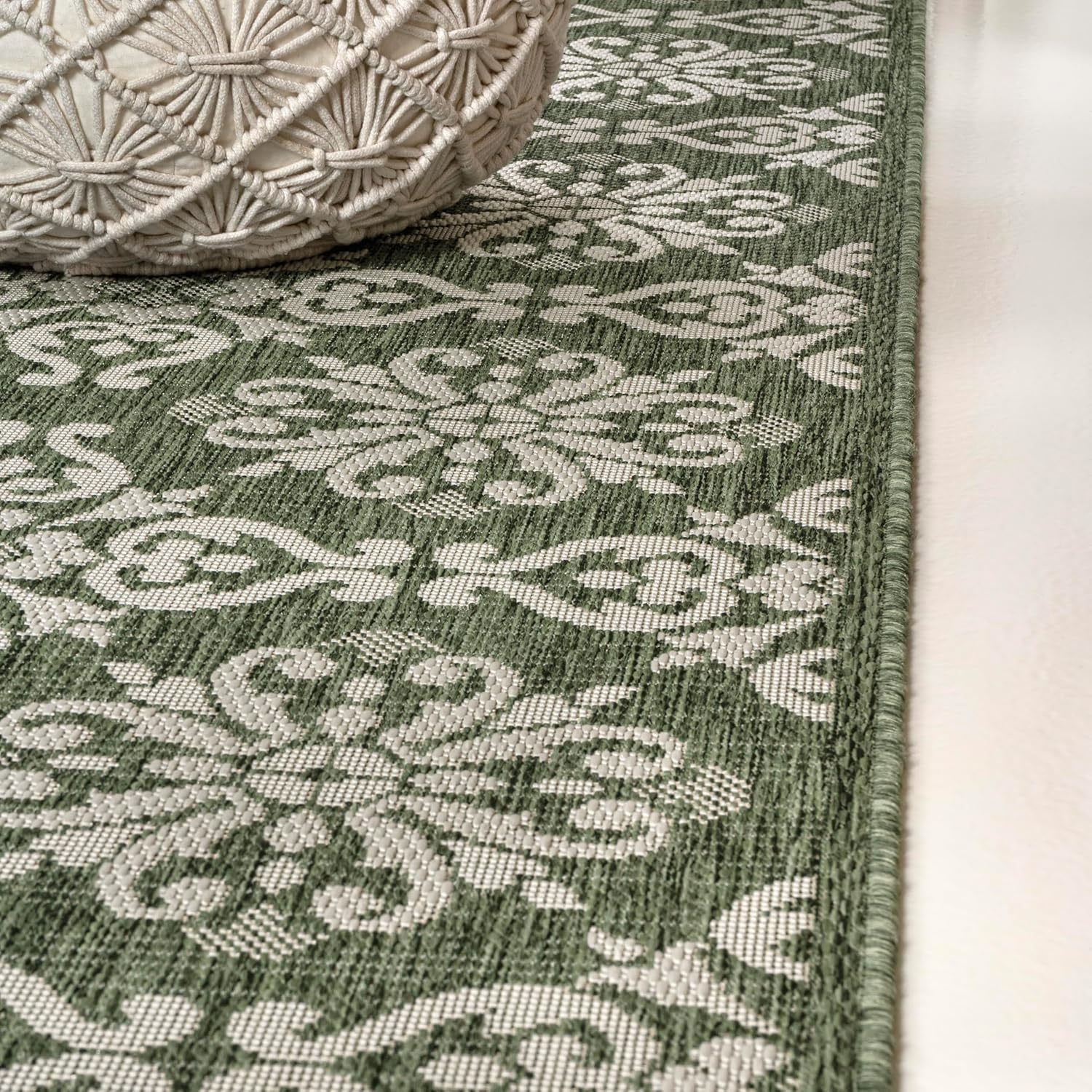 image:imageJONATHAN Y Mediterranean Tile Design Indoor Outdoor Area Rug 3X5 NavyCream Amora Traditional for Backyard Patio Porch EasyCleaning High Traffic PetFriendly NonShedding TSN206A3GreenCream