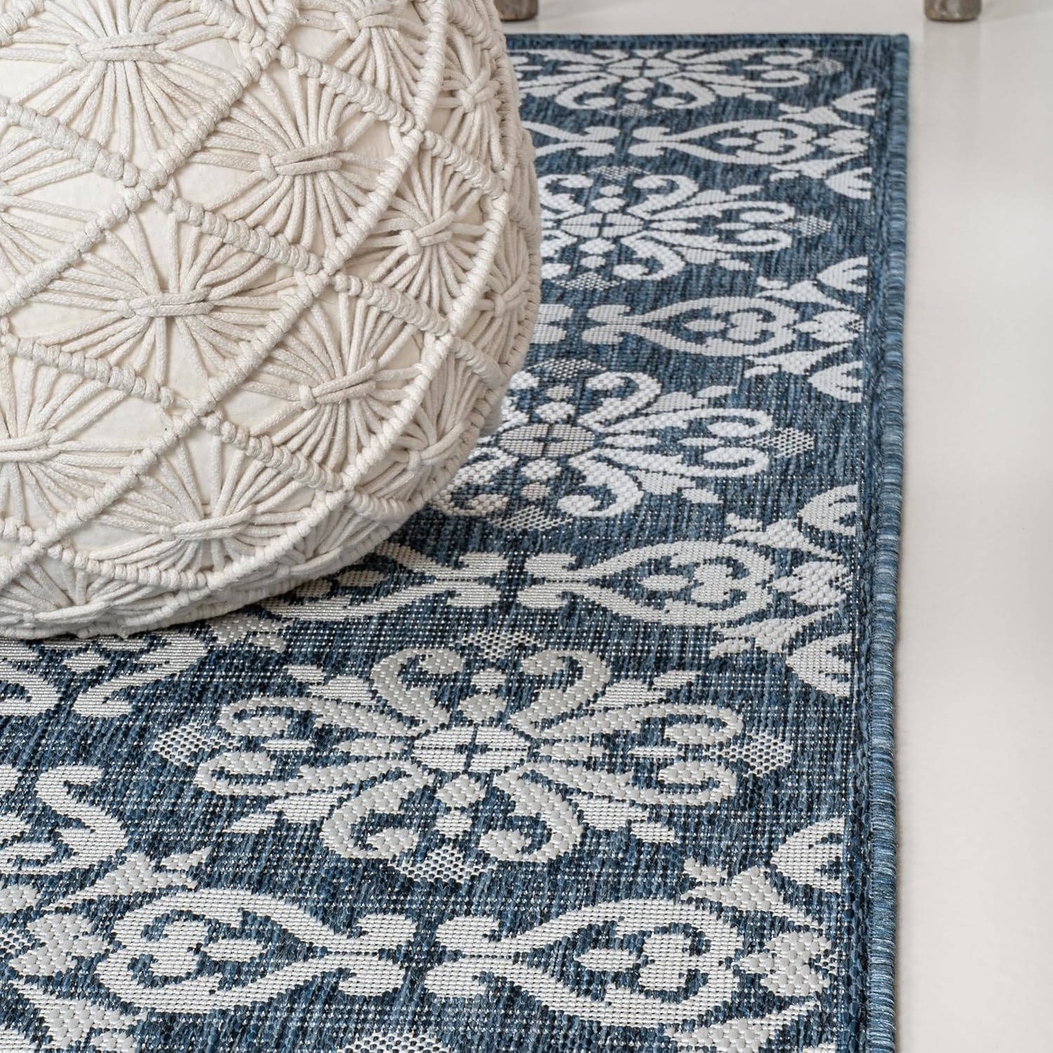 image:imageJONATHAN Y Mediterranean Tile Design Indoor Outdoor Area Rug 3X5 NavyCream Amora Traditional for Backyard Patio Porch EasyCleaning High Traffic PetFriendly NonShedding TSN206A3NavyCream