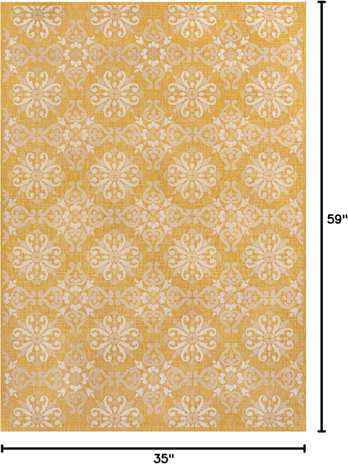 image:imageJONATHAN Y Mediterranean Tile Design Indoor Outdoor Area Rug 3X5 NavyCream Amora Traditional for Backyard Patio Porch EasyCleaning High Traffic PetFriendly NonShedding TSN206A3YellowCream