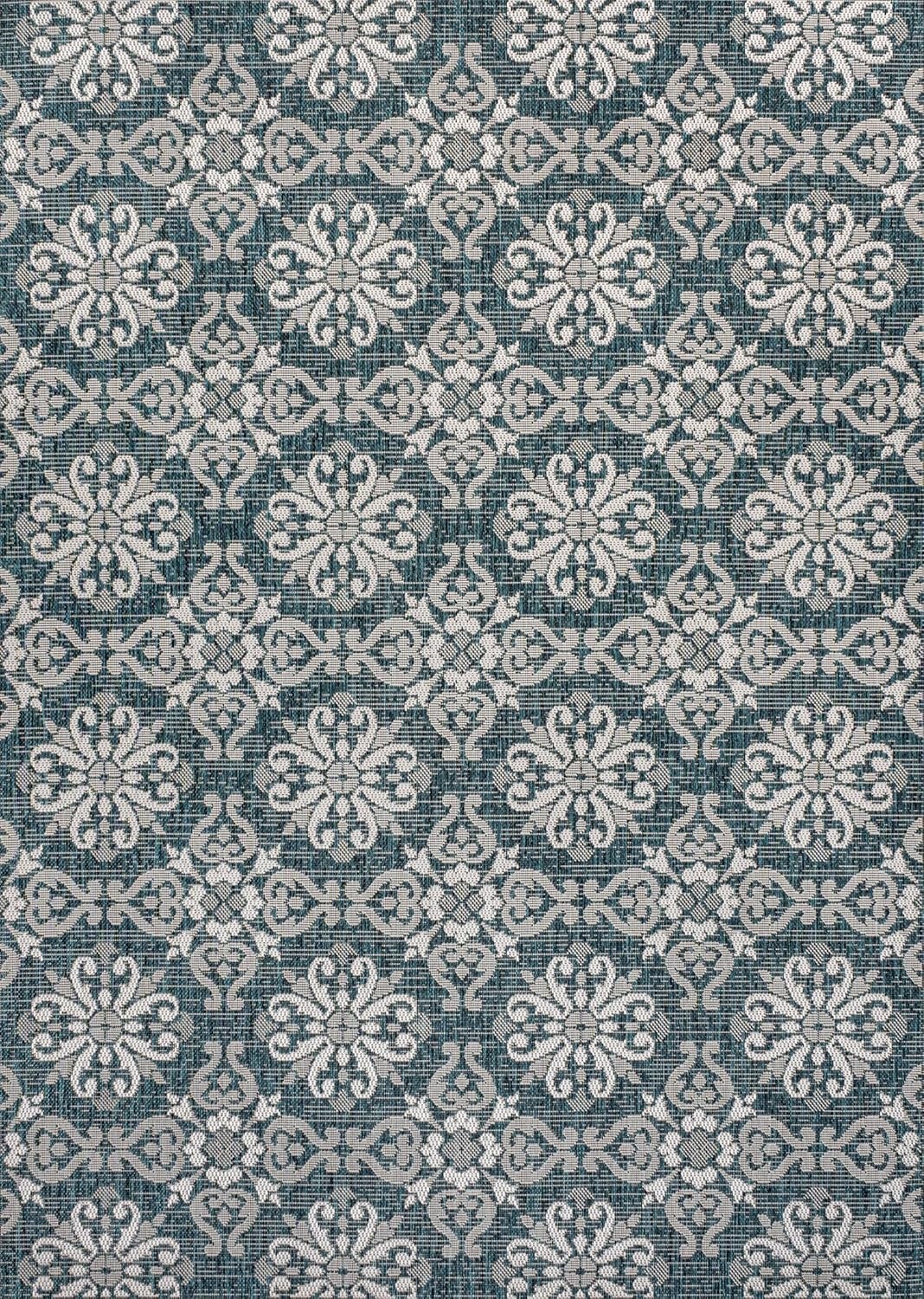 image:imageJONATHAN Y Mediterranean Tile Design Indoor Outdoor Area Rug 3X5 NavyCream Amora Traditional for Backyard Patio Porch EasyCleaning High Traffic PetFriendly NonShedding TSN206A3TurquoiseCream