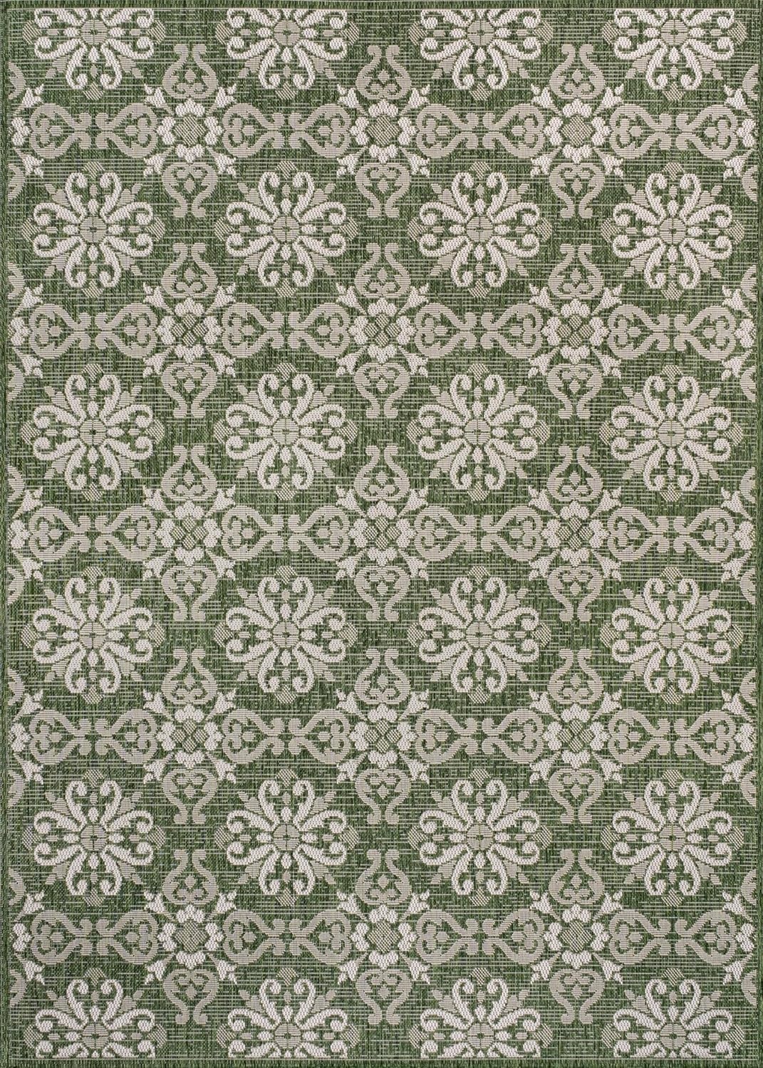 image:imageJONATHAN Y Mediterranean Tile Design Indoor Outdoor Area Rug 3X5 NavyCream Amora Traditional for Backyard Patio Porch EasyCleaning High Traffic PetFriendly NonShedding TSN206A3GreenCream