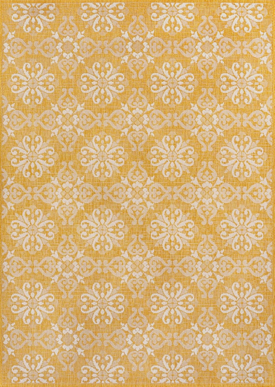 image:imageJONATHAN Y Mediterranean Tile Design Indoor Outdoor Area Rug 3X5 NavyCream Amora Traditional for Backyard Patio Porch EasyCleaning High Traffic PetFriendly NonShedding TSN206A3YellowCream