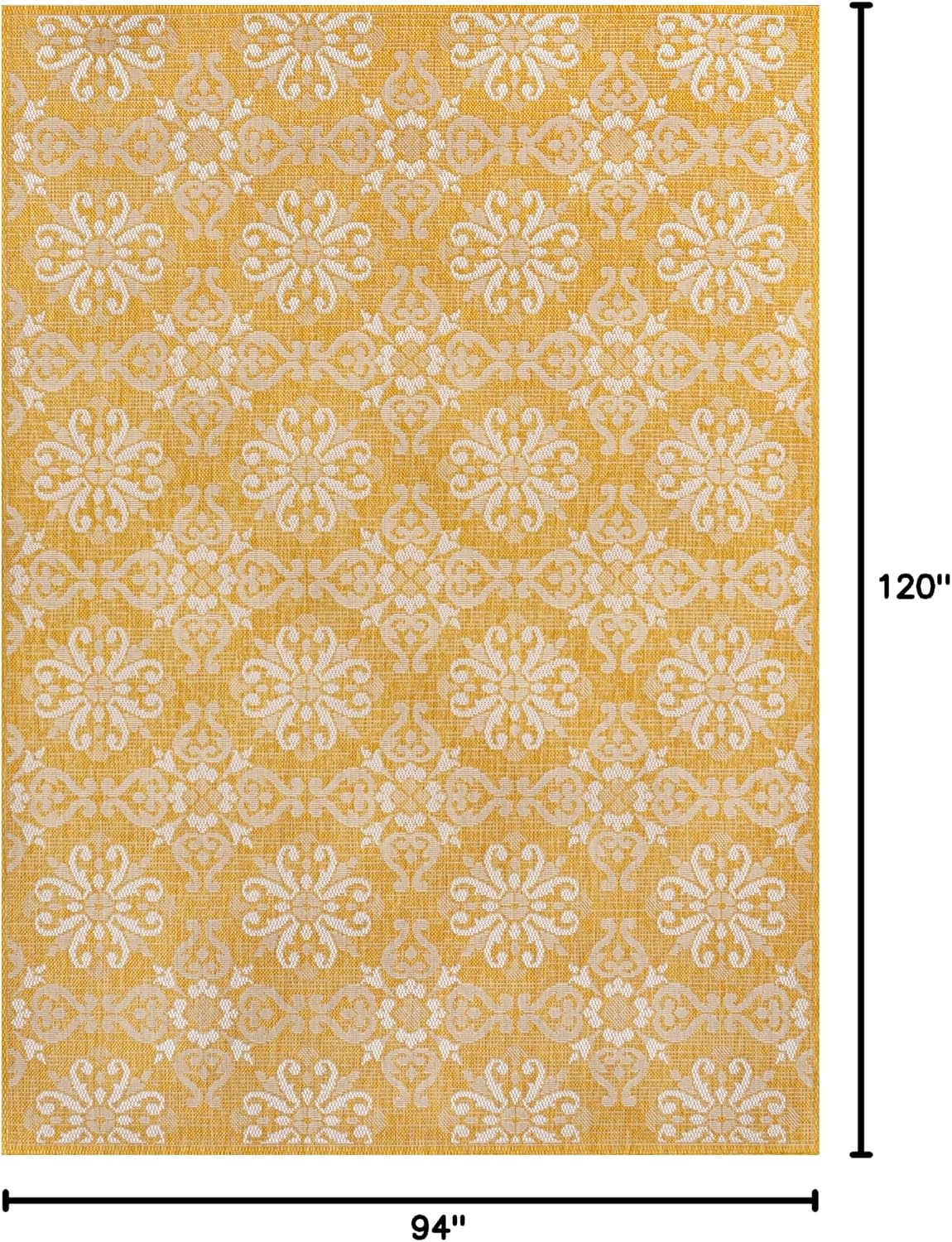 image:imageJONATHAN Y Mediterranean Tile Design Indoor Outdoor Area Rug 3X5 NavyCream Amora Traditional for Backyard Patio Porch EasyCleaning High Traffic PetFriendly NonShedding TSN206A3YellowCream