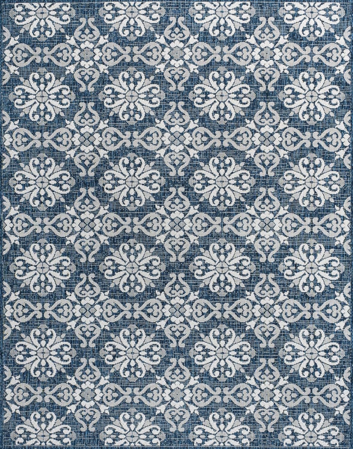 image:imageJONATHAN Y Mediterranean Tile Design Indoor Outdoor Area Rug 3X5 NavyCream Amora Traditional for Backyard Patio Porch EasyCleaning High Traffic PetFriendly NonShedding TSN206A3NavyCream