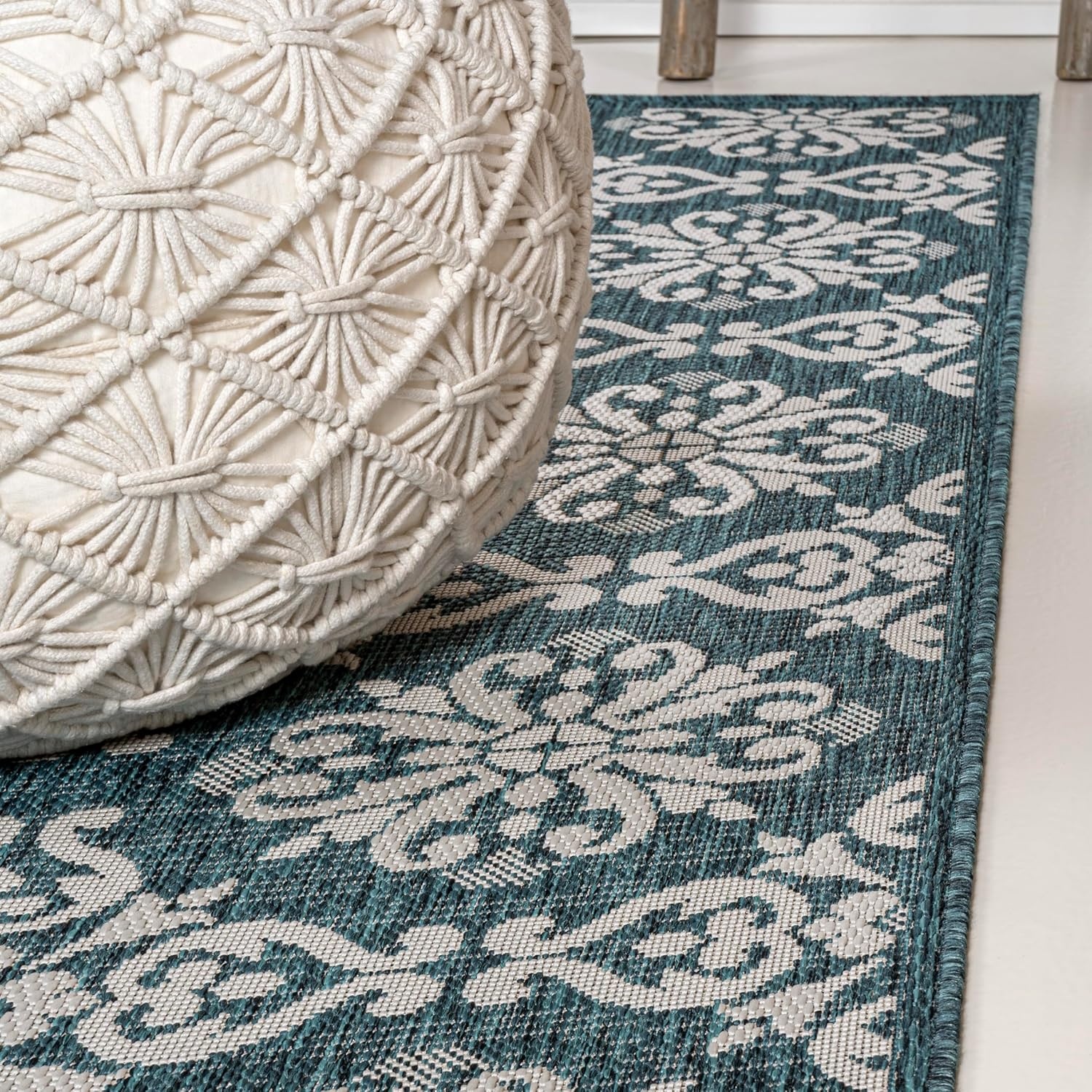 image:imageJONATHAN Y Mediterranean Tile Design Indoor Outdoor Area Rug 3X5 NavyCream Amora Traditional for Backyard Patio Porch EasyCleaning High Traffic PetFriendly NonShedding TSN206A3TurquoiseCream