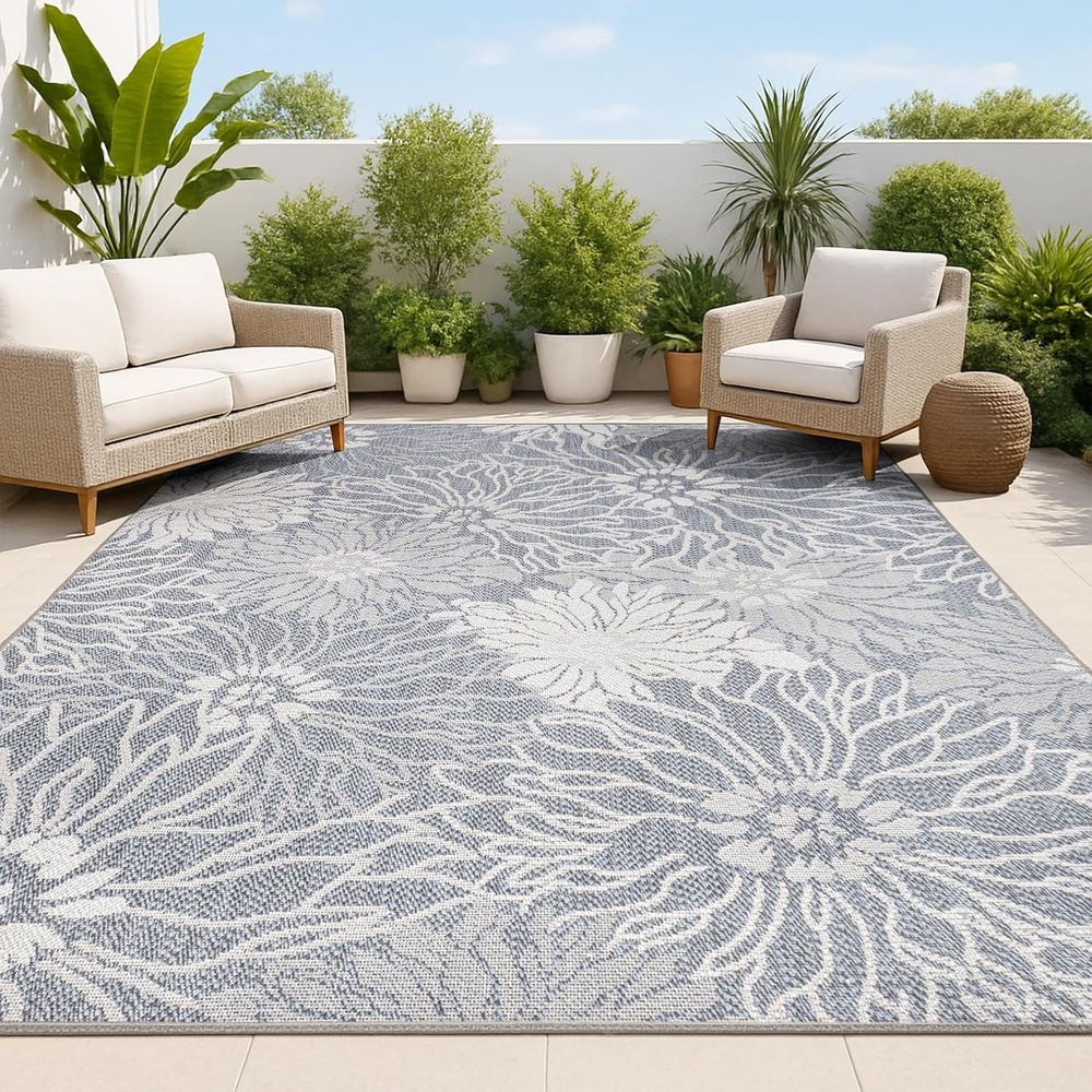 image:imageJONATHAN Y AllOver Floral Indoor Outdoor Area Rug 3X5 NavyGray Bahamas Modern for Backyard Patio Porch EasyCleaning High Traffic PetFriendly NonShedding SMB209A3710 x 10 Rectangular