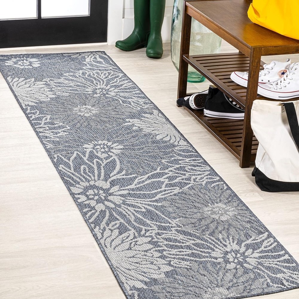 image:imageJONATHAN Y AllOver Floral Indoor Outdoor Area Rug 3X5 NavyGray Bahamas Modern for Backyard Patio Porch EasyCleaning High Traffic PetFriendly NonShedding SMB209A32 x 8 Runner