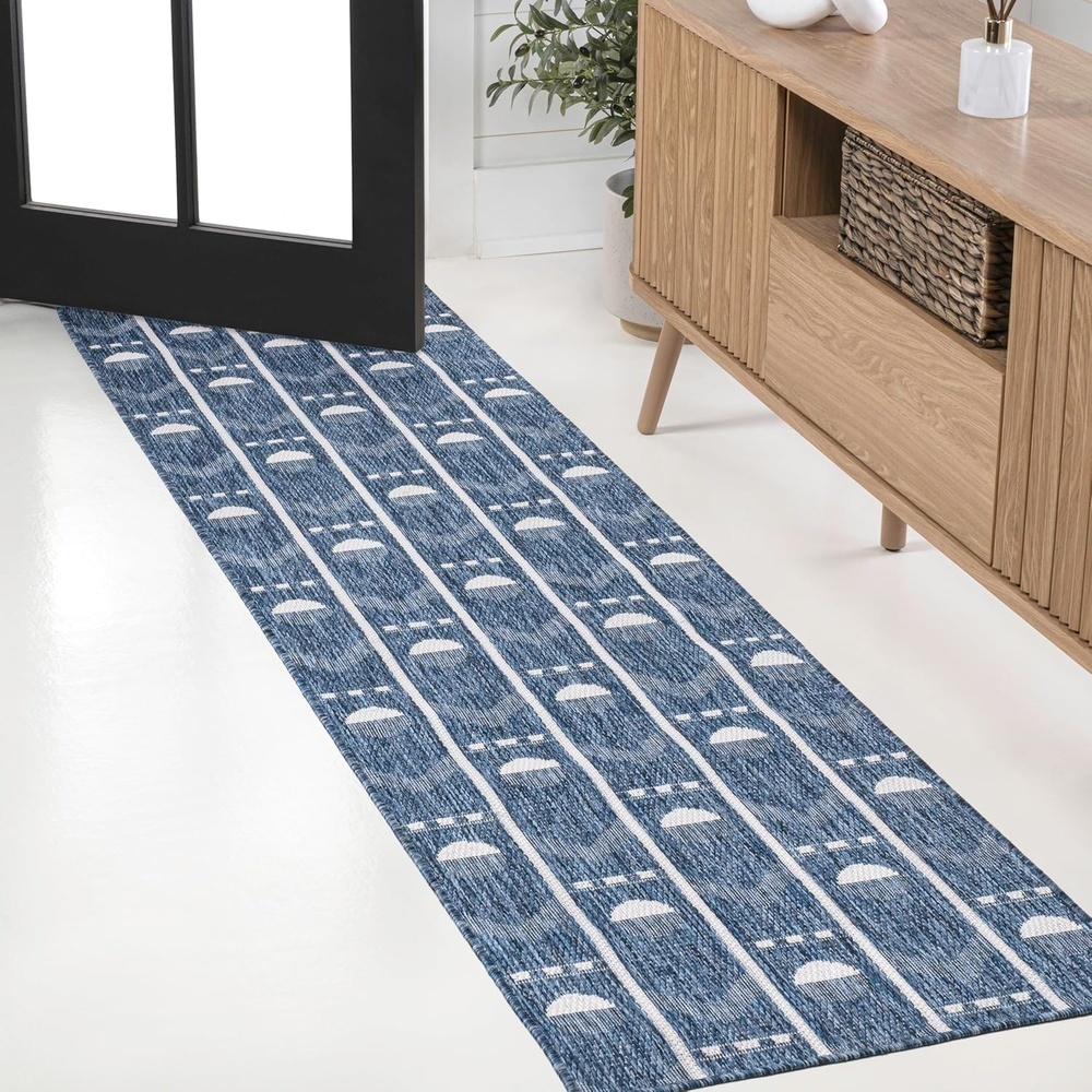 image:imageJONATHAN Y Geometric Indoor Outdoor Area Rug 3X5 NavyCream Soren Modern for Backyard Patio Porch EasyCleaning High Traffic PetFriendly NonShedding TSN304C3NavyCream