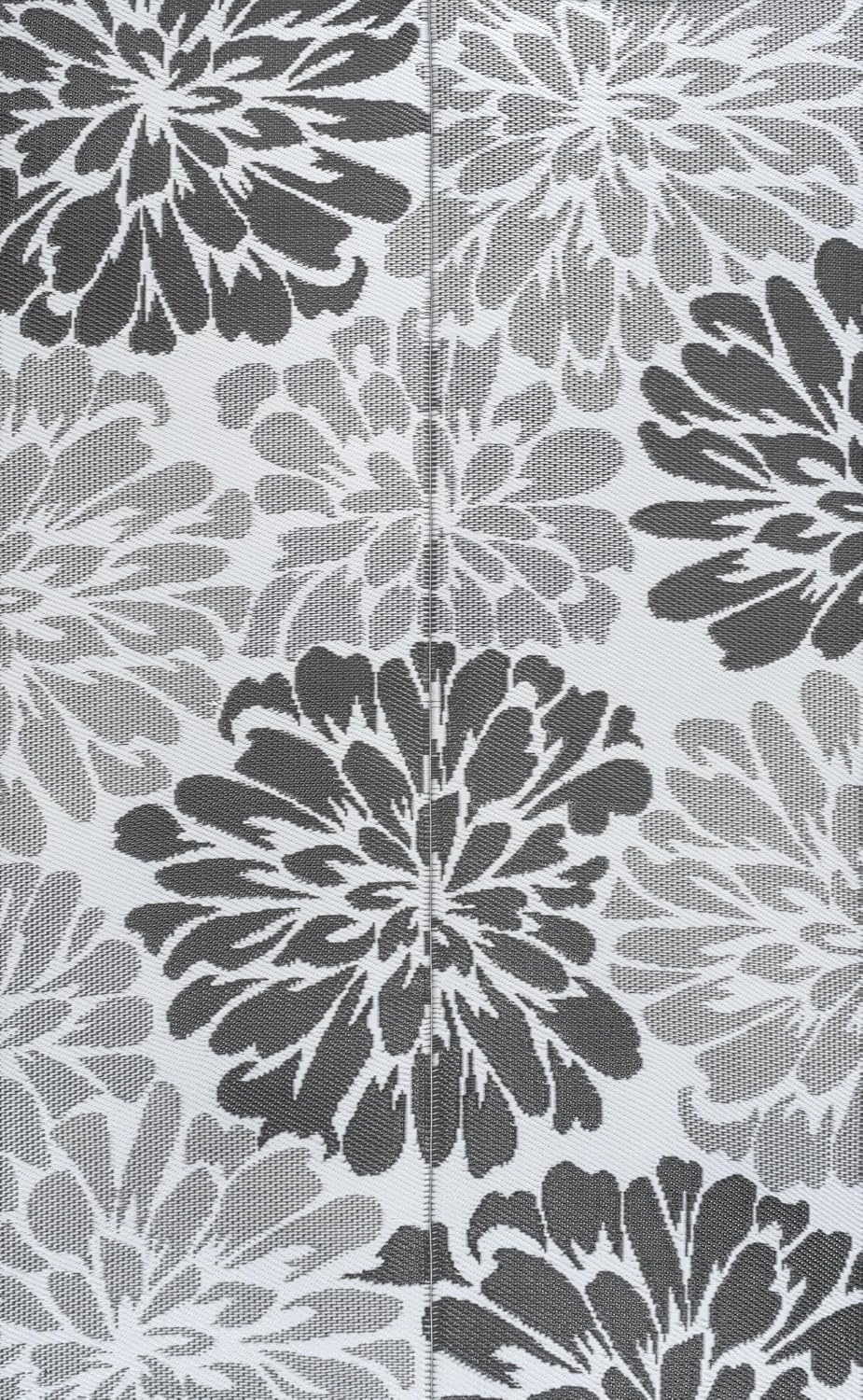 image:imageJONATHAN Y Meadow Grace Polypropylene Bloom Modern Floral Waterproof Reversible Plastic Straw Outdoor Area Rug for Patio and Entryway 3 x 5 Black and Cream MDW100A3GrayWhite