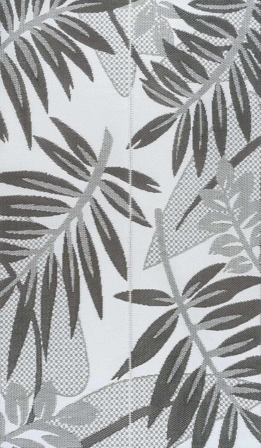 image:imageJONATHAN Y Meadow Grace Polypropylene Wilde Classic Botanical Waterproof Reversible Plastic Straw Outdoor Area Rug for Patio and Entryway 3 x 5 Black and Cream MDW101A3GrayWhite