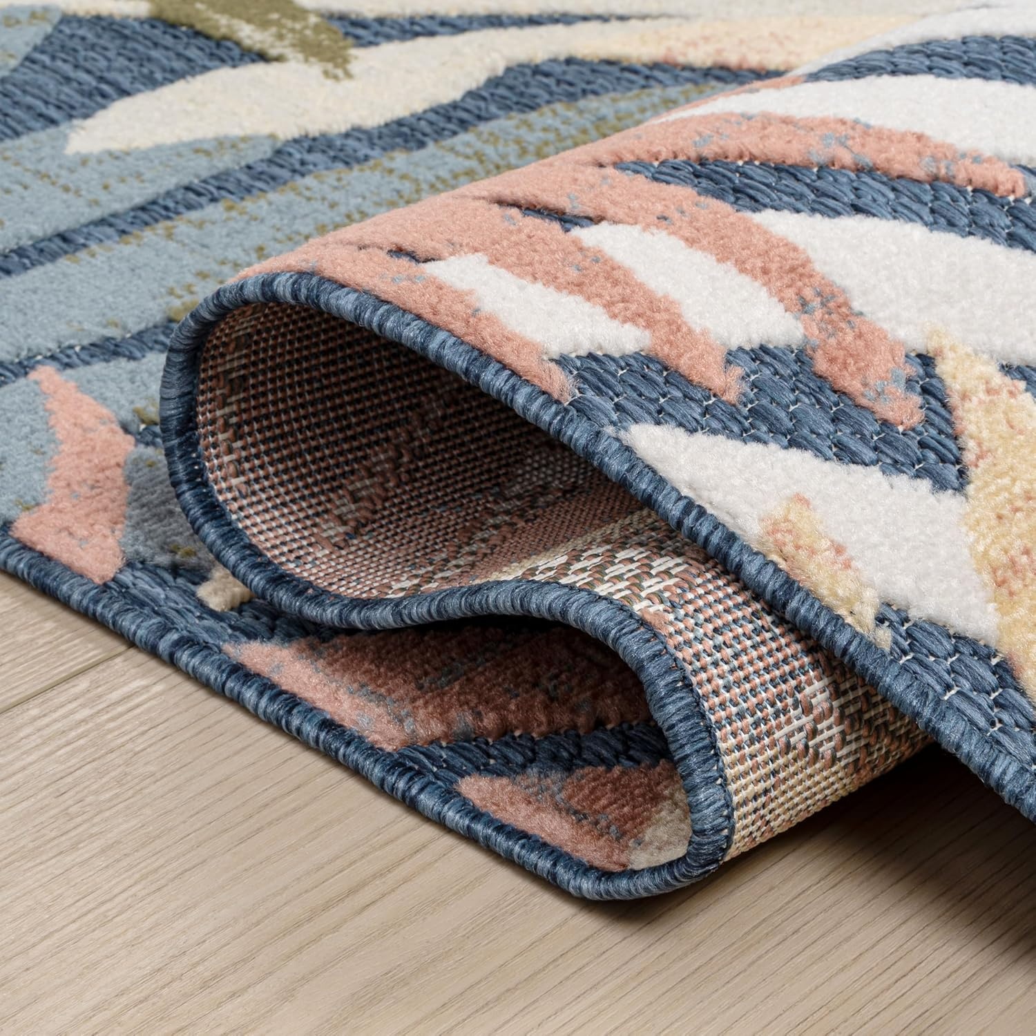 image:imageJONATHAN Y Tropics Palm Leaves Indoor Outdoor Area Rug 3x5 Dark BlueMulti Boho for Backyard Patio Porch EasyCleaning High Traffic PetFriendly NonShedding AMC100E3Dark BlueMulti