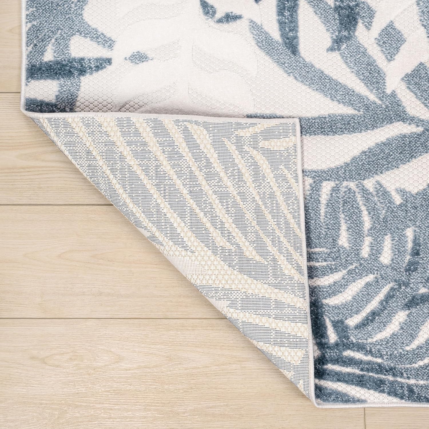 image:imageJONATHAN Y Tropics Palm Leaves Indoor Outdoor Area Rug 3x5 Dark BlueMulti Boho for Backyard Patio Porch EasyCleaning High Traffic PetFriendly NonShedding AMC100E3CreamDark Blue