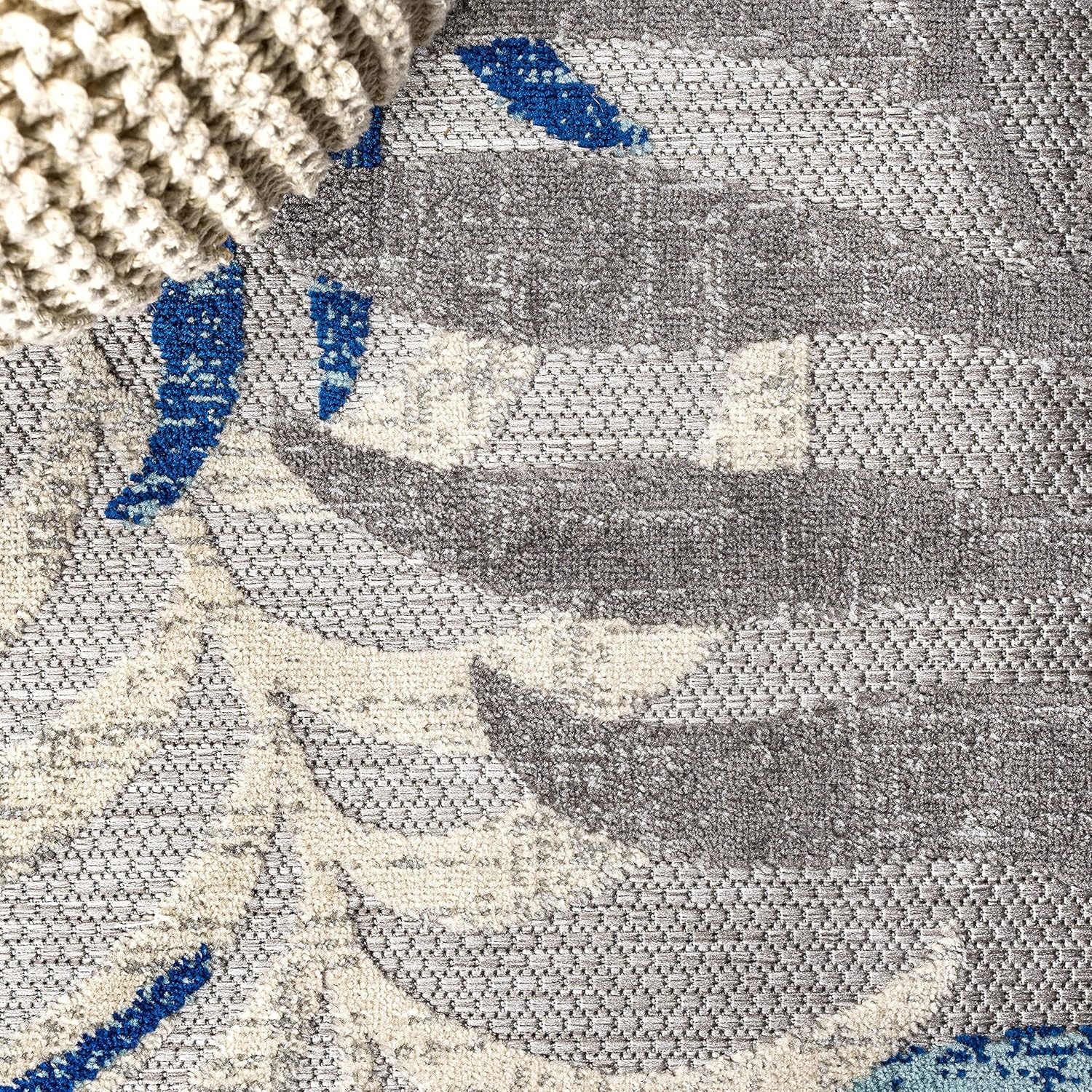 image:imageJONATHAN Y Tropics Palm Leaves Indoor Outdoor Area Rug 3x5 Dark BlueMulti Boho for Backyard Patio Porch EasyCleaning High Traffic PetFriendly NonShedding AMC100E3GrayBlue