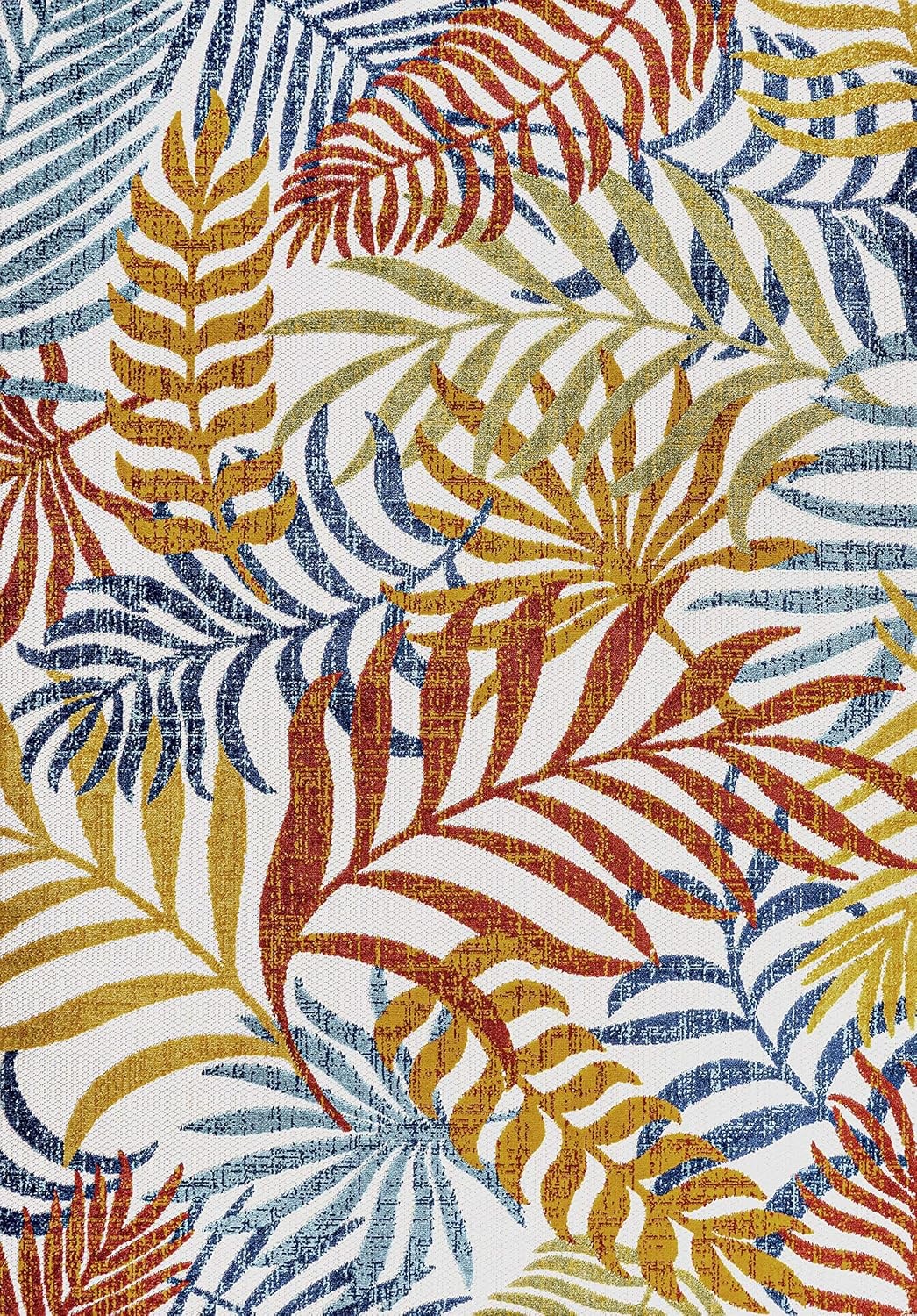 image:imageJONATHAN Y Tropics Palm Leaves Indoor Outdoor Area Rug 3x5 Dark BlueMulti Boho for Backyard Patio Porch EasyCleaning High Traffic PetFriendly NonShedding AMC100E3CreamOrange