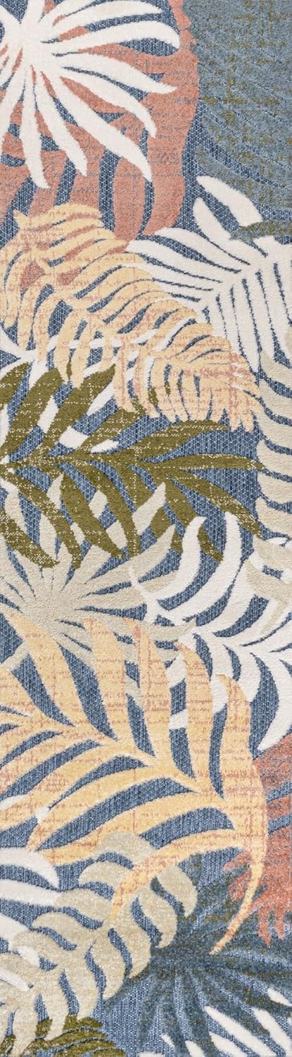 image:imageJONATHAN Y Tropics Palm Leaves Indoor Outdoor Area Rug 3x5 Dark BlueMulti Boho for Backyard Patio Porch EasyCleaning High Traffic PetFriendly NonShedding AMC100E3Dark BlueMulti