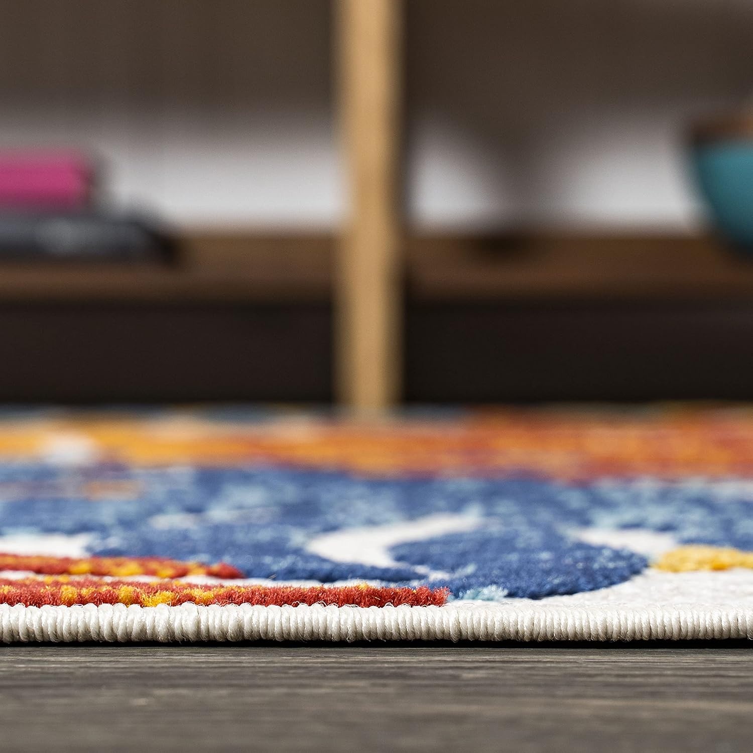 image:imageJONATHAN Y Tropics Palm Leaves Indoor Outdoor Area Rug 3x5 Dark BlueMulti Boho for Backyard Patio Porch EasyCleaning High Traffic PetFriendly NonShedding AMC100E3CreamOrange