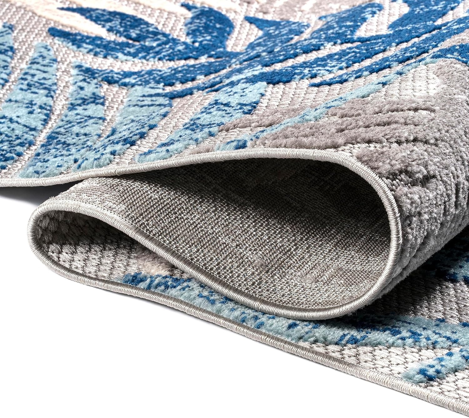 image:imageJONATHAN Y Tropics Palm Leaves Indoor Outdoor Area Rug 3x5 Dark BlueMulti Boho for Backyard Patio Porch EasyCleaning High Traffic PetFriendly NonShedding AMC100E3GrayBlue