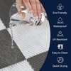 JONATHAN Y Meadow Grace Polypropylene Bishop Geometric Checker Waterproof Reversible Plastic Straw Outdoor Area Rug for Patio and Entryway, 3′ x 5′, Black and Cream MDW103A-3(Gray/White)