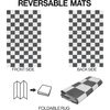 JONATHAN Y Meadow Grace Polypropylene Bishop Geometric Checker Waterproof Reversible Plastic Straw Outdoor Area Rug for Patio and Entryway, 3′ x 5′, Black and Cream MDW103A-3(Gray/White)