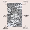 JONATHAN Y Meadow Grace Polypropylene Bloom Modern Floral Waterproof Reversible Plastic Straw Outdoor Area Rug for Patio and Entryway, 3′ x 5′, Black and Cream MDW100A-3(Gray/White)