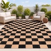 JONATHAN Y Meadow Grace Polypropylene Bishop Geometric Checker Waterproof Reversible Plastic Straw Outdoor Area Rug for Patio and Entryway, 3′ x 5′, Black and Cream MDW103A-3(Black/Cream)