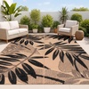 JONATHAN Y Meadow Grace Polypropylene Wilde Classic Botanical Waterproof Reversible Plastic Straw Outdoor Area Rug for Patio and Entryway, 3′ x 5′, Black and Cream MDW101A-3(Black/Cream)